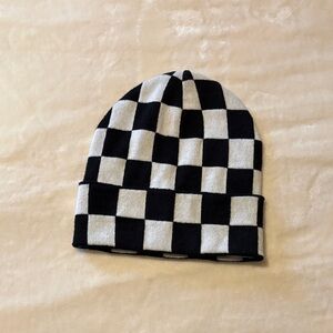 Checkered Black and White Beanie